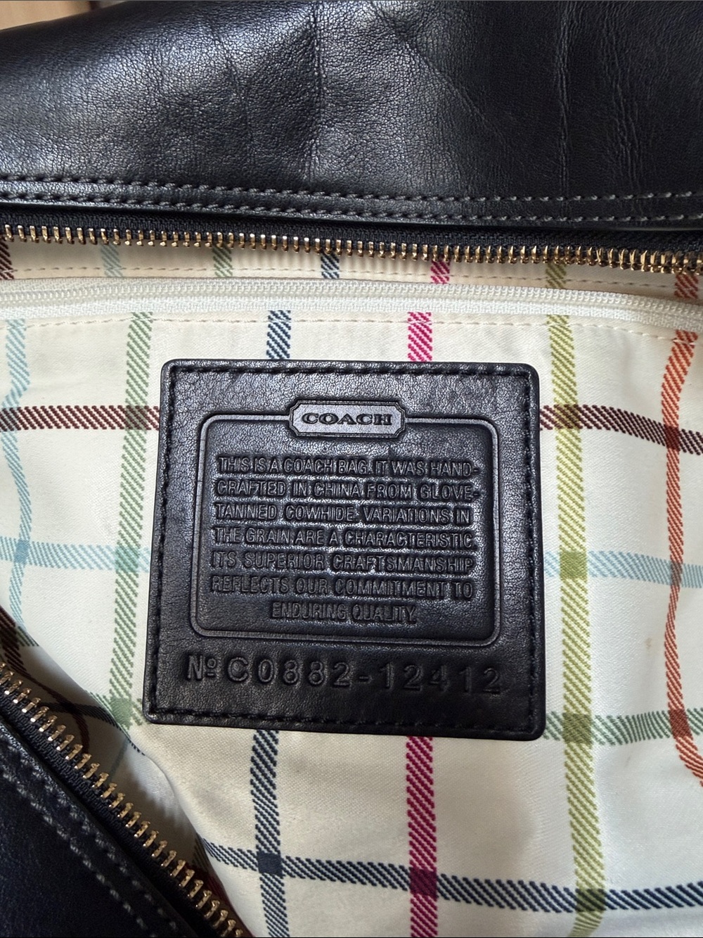 Coach Black Leather Tote with Gold-Tone Hardware - Picture 3 of 5